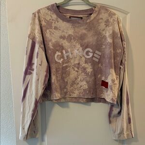 CHNGE Pink and Lavender Logo Patch Crop Top